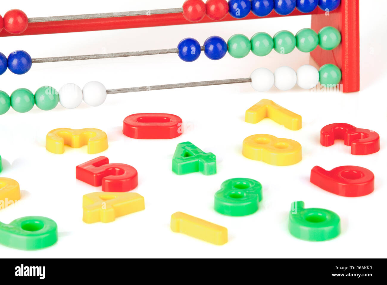 Close-Up multicolore di valori numerici con Abacus Foto Stock