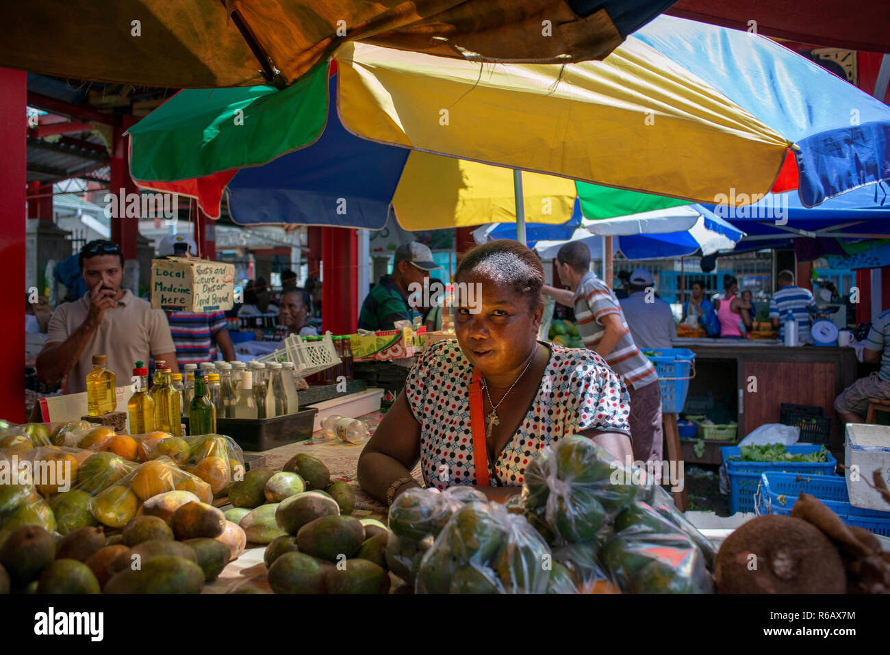 Victoria Market di Victoria, Mahe Island, Seicelle Foto Stock