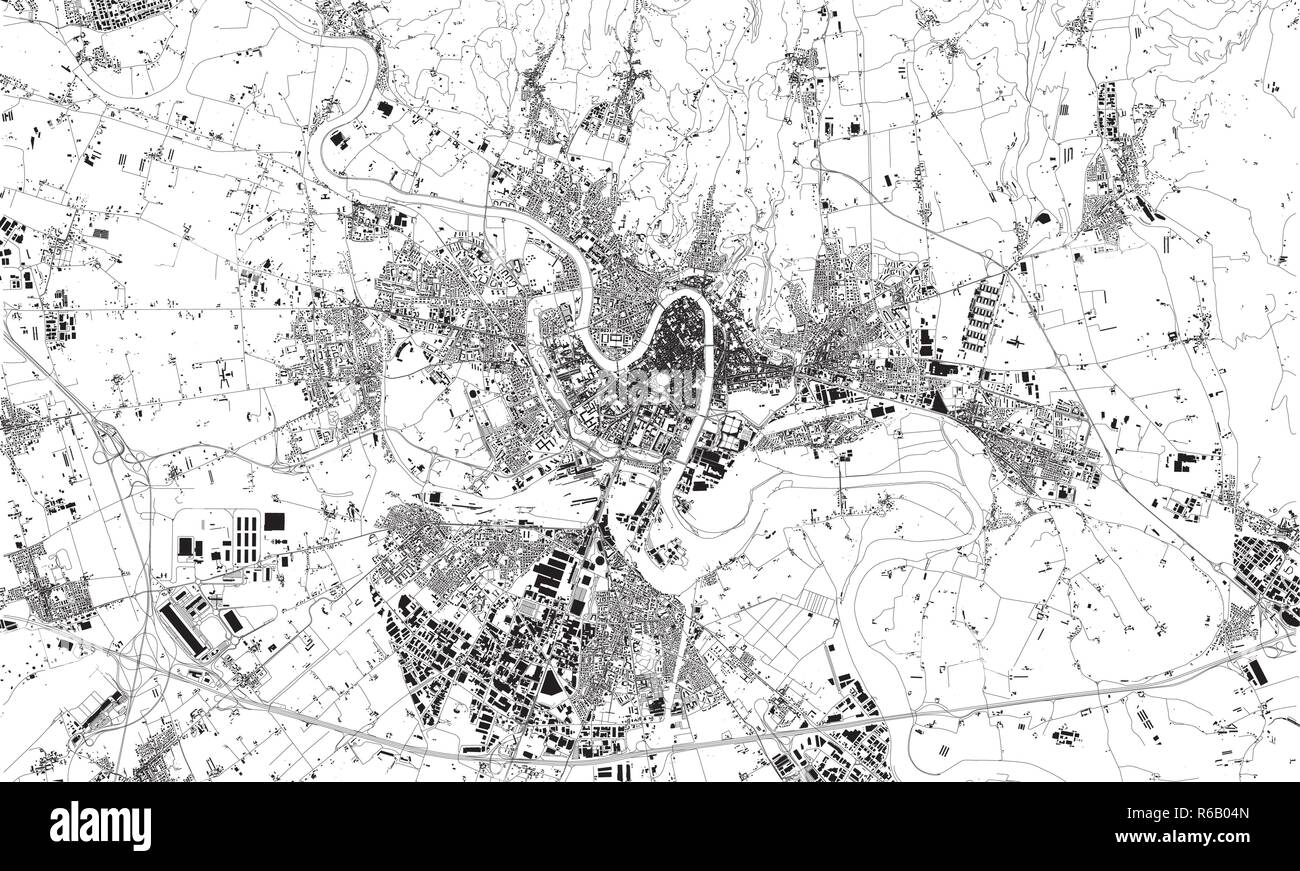 Mappa satellitare di Verona, Veneto, Italia, per le strade delle città. Mappa stradale, centro città Illustrazione Vettoriale
