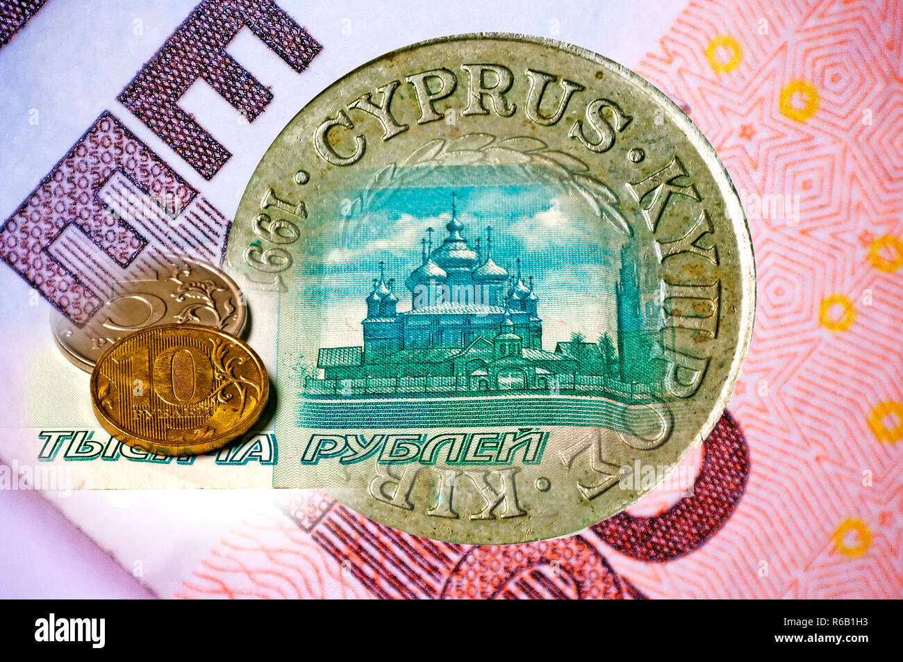 Euro o Rubel in Cipro Foto Stock