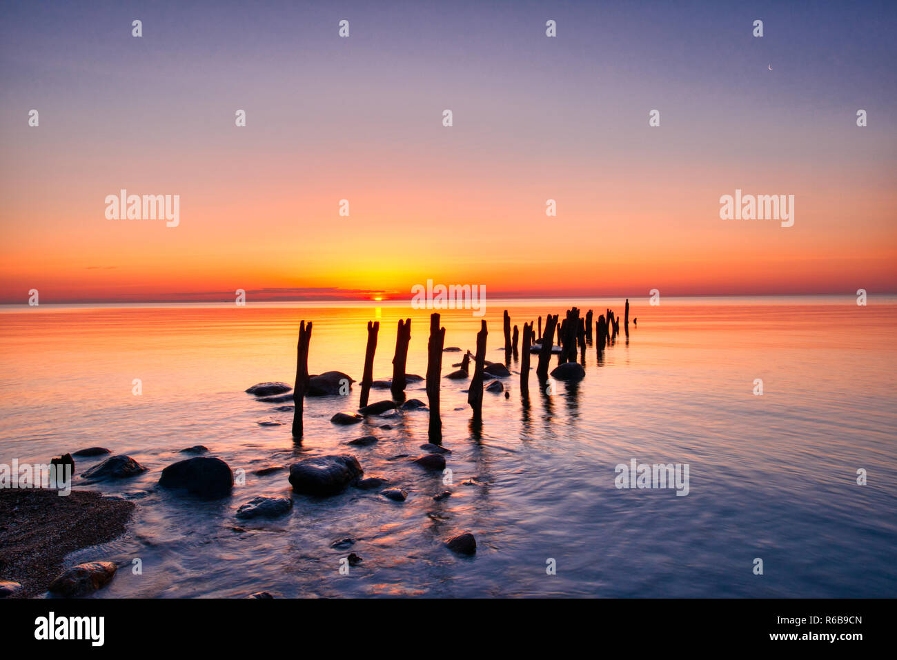 Alba A Great Lake Of Huron Dock Pilings, Forester, Michigan Foto Stock