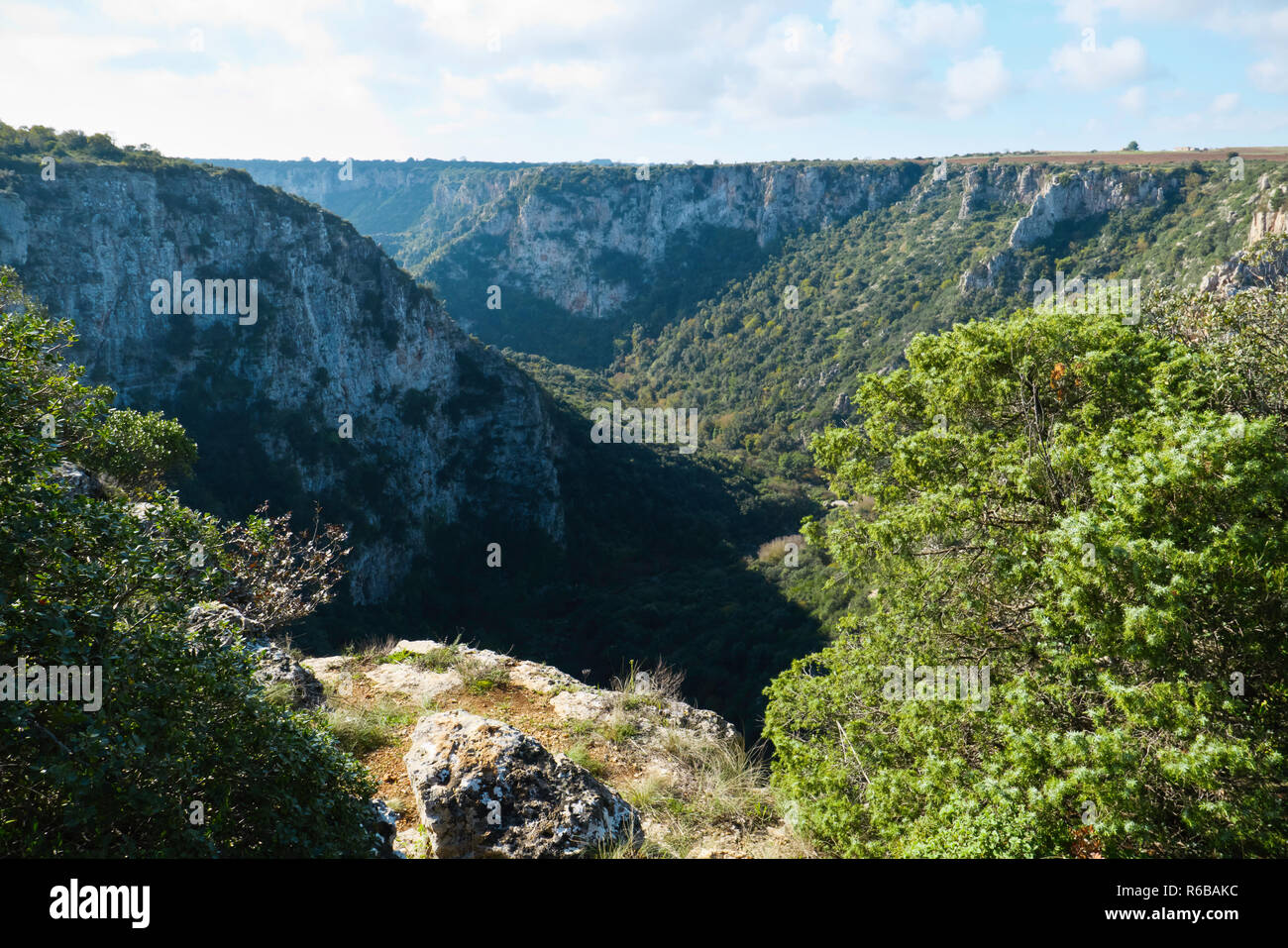 Il paesaggio del canyon di Laterza,nel territorio pugliese. Foto Stock