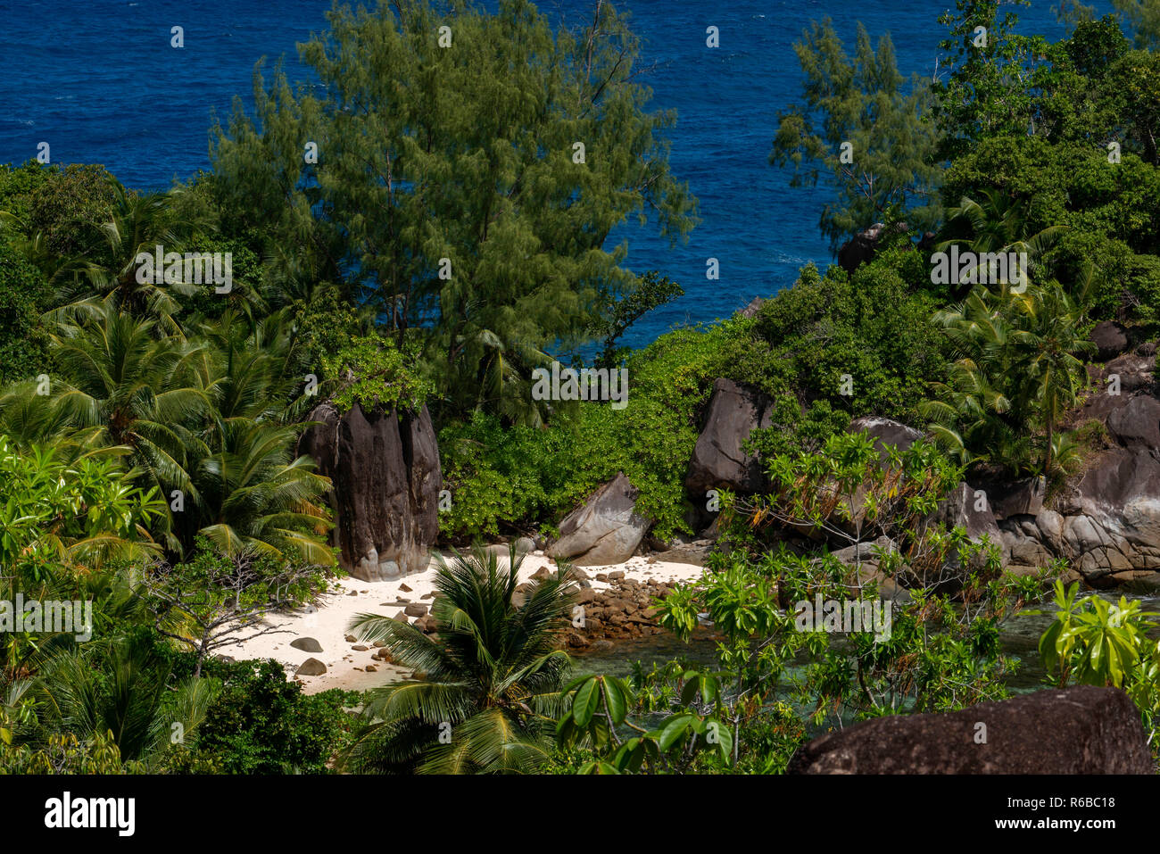 Spiaggia privata di Constance Ephelia Port Launay Mahe Seychelles Foto Stock