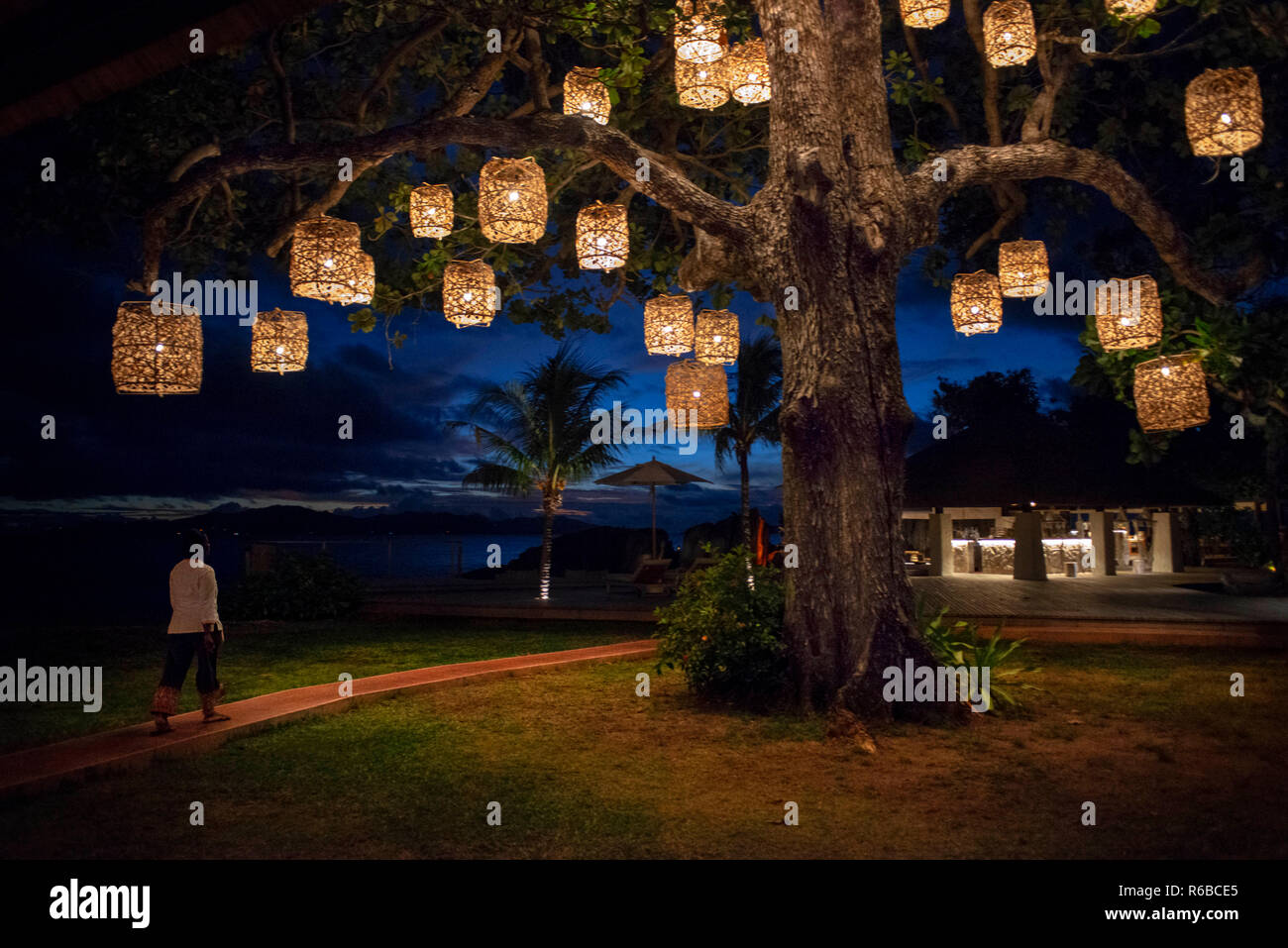 Six Senses Zil Pasyon hotel di lusso. Felicite isola delle Seychelles. Foto Stock
