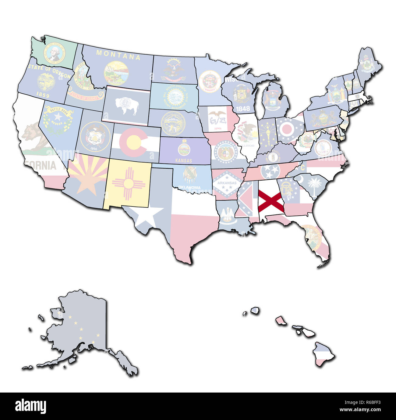 Alabama sulla mappa di Stati Uniti d'America Foto Stock