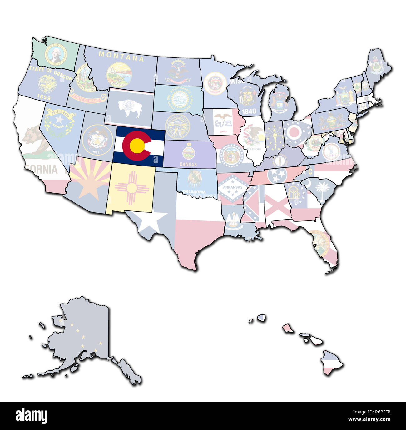 Colorado sulla mappa di Stati Uniti d'America Foto Stock