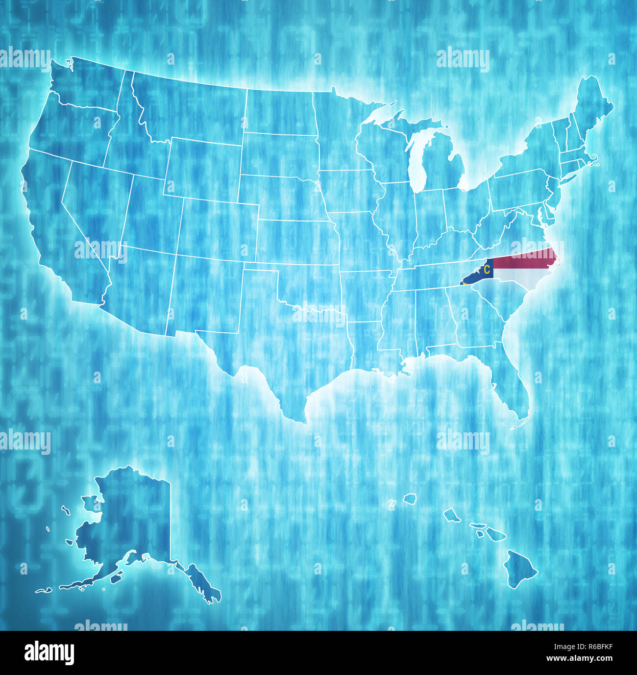 Carolina del nord sulla mappa di Stati Uniti d'America Foto Stock