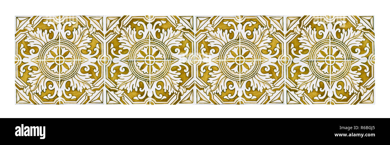 Tipico portoghese con decorazioni colorate piastrelle di ceramica - Vista frontale - golden tonica immagine Foto Stock