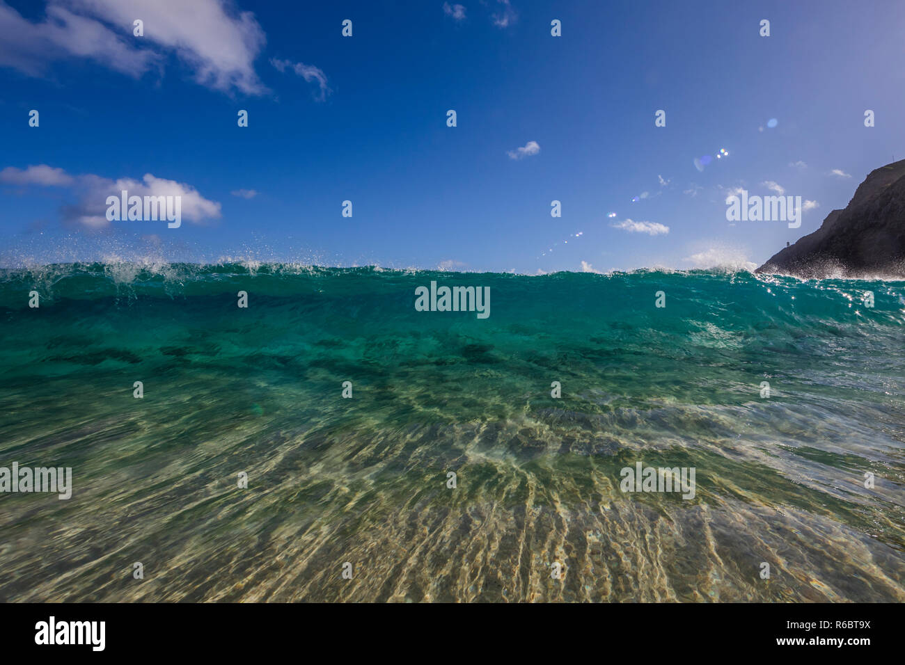 Condizioni vetroso di Makapu'u beach park, Oahu, alle Hawaii. Foto Stock