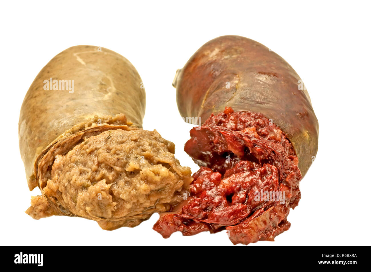 Salsicce di sangue e Liversausage Foto Stock