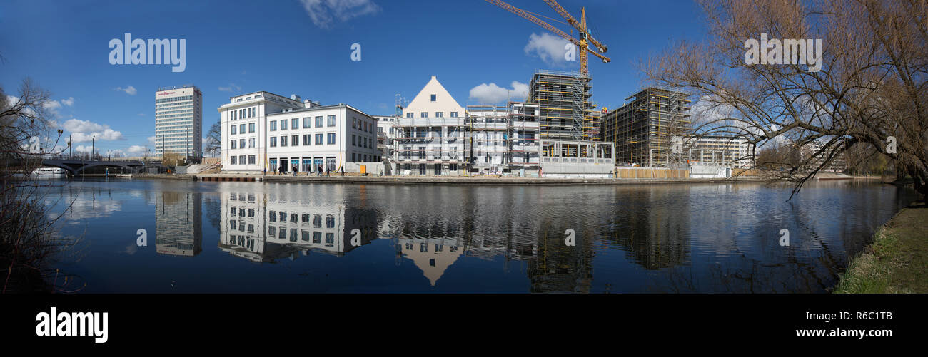 Panorama del sito in costruzione presso la vecchia unità a Potsdam Foto Stock
