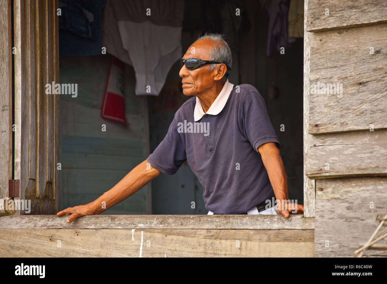 Mtsterious vecchio uomo a Iquitos,Amazon,Perù Foto Stock