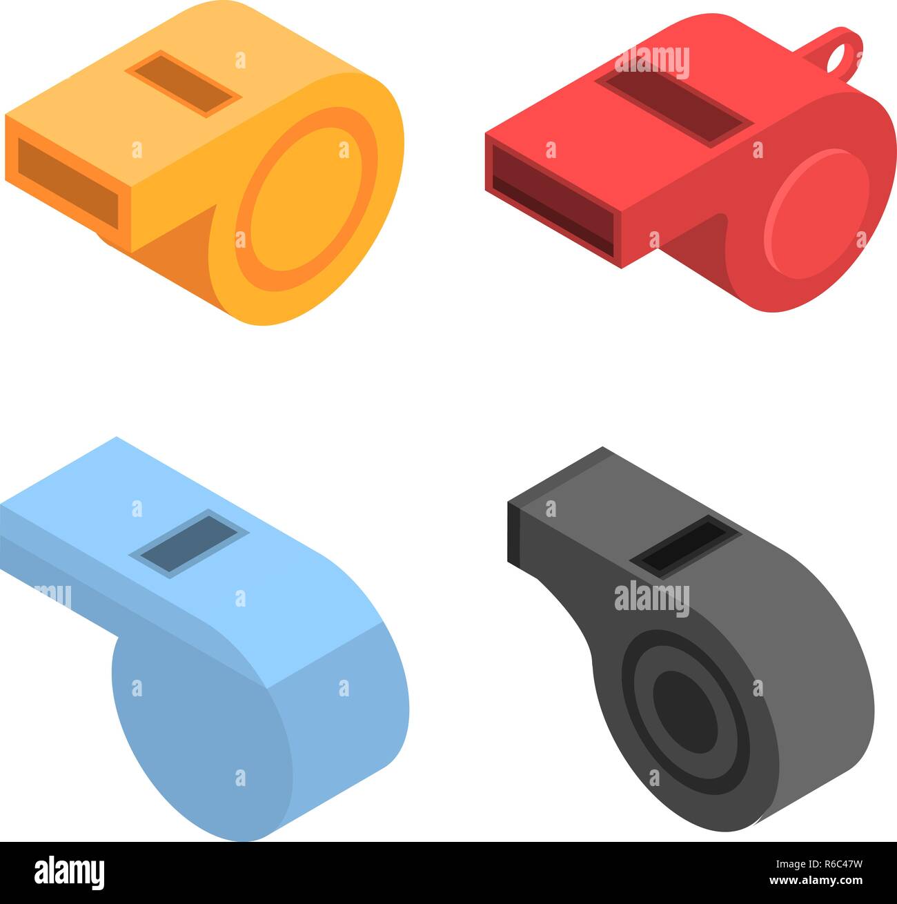 Whistle icon set, stile isometrico Illustrazione Vettoriale