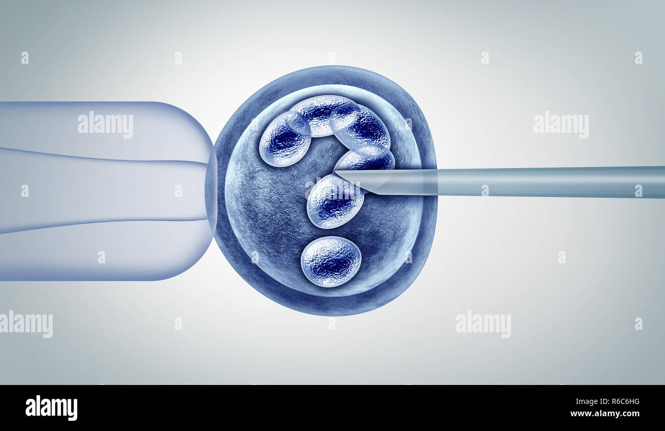 La modifica genetica domande e ricerca genetica in vitro ingegneria genomica e biotecnologia medica come CRISPR health care concetto. Foto Stock
