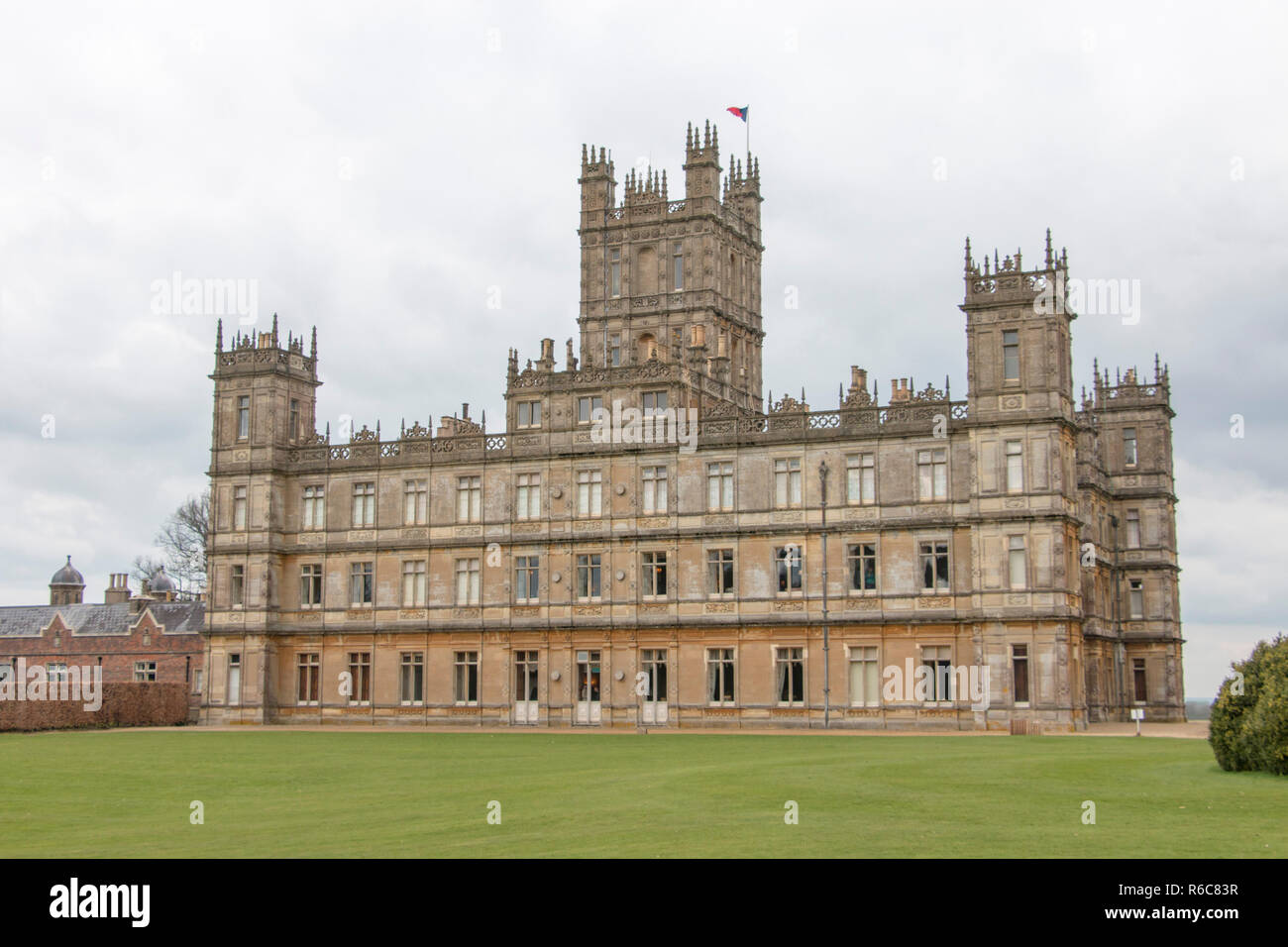 Highclere Castle, sede del centro di Abbazia, Donnington, Hampshire, Inghilterra, Regno Unito Foto Stock