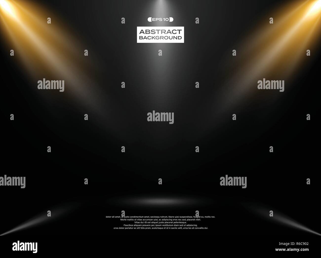 Abstract di luci camera studio presentazione sul gradiente dello sfondo nero, vettoriale EPS10 Illustrazione Vettoriale
