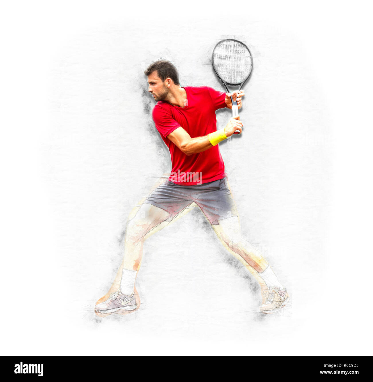 Grigor Dimitrov a giocare a tennis ATP250 nel torneo di Istanbul Foto Stock