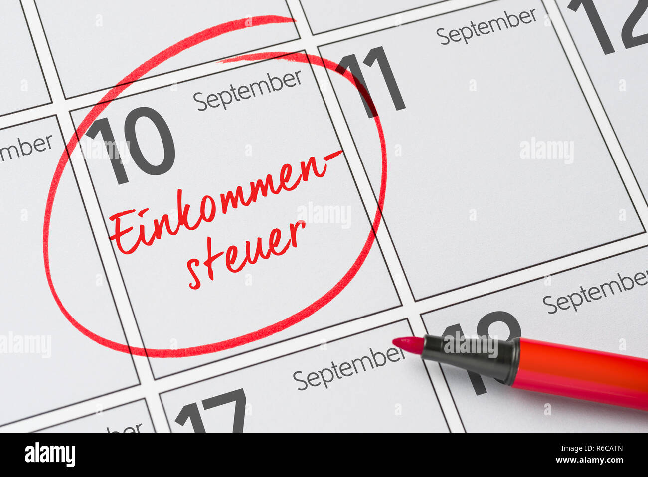 Le imposte sul reddito - 10 settembre Foto Stock