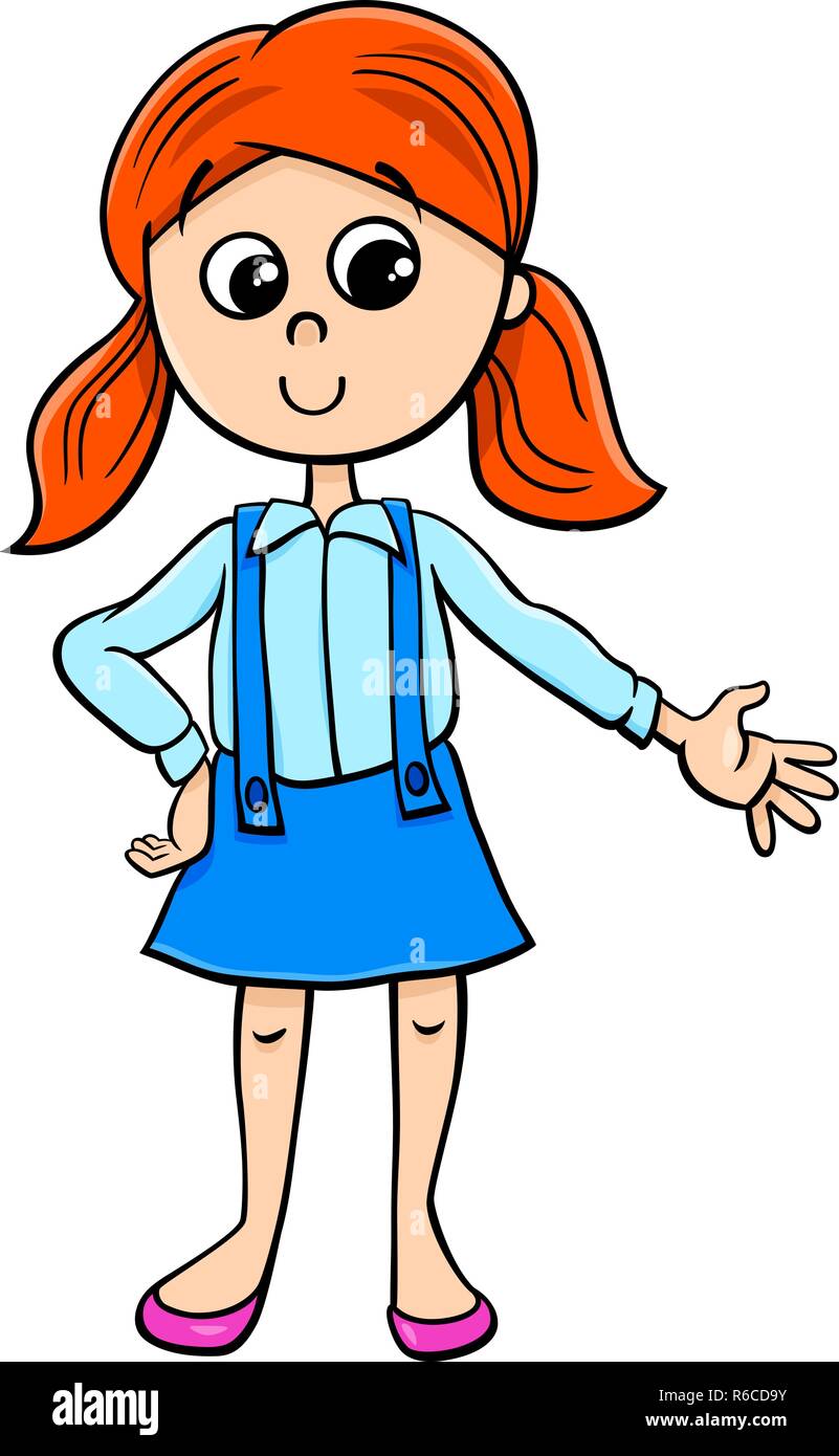 Cartoon illustrazione di età prescolare elementari o età ragazza carattere Illustrazione Vettoriale