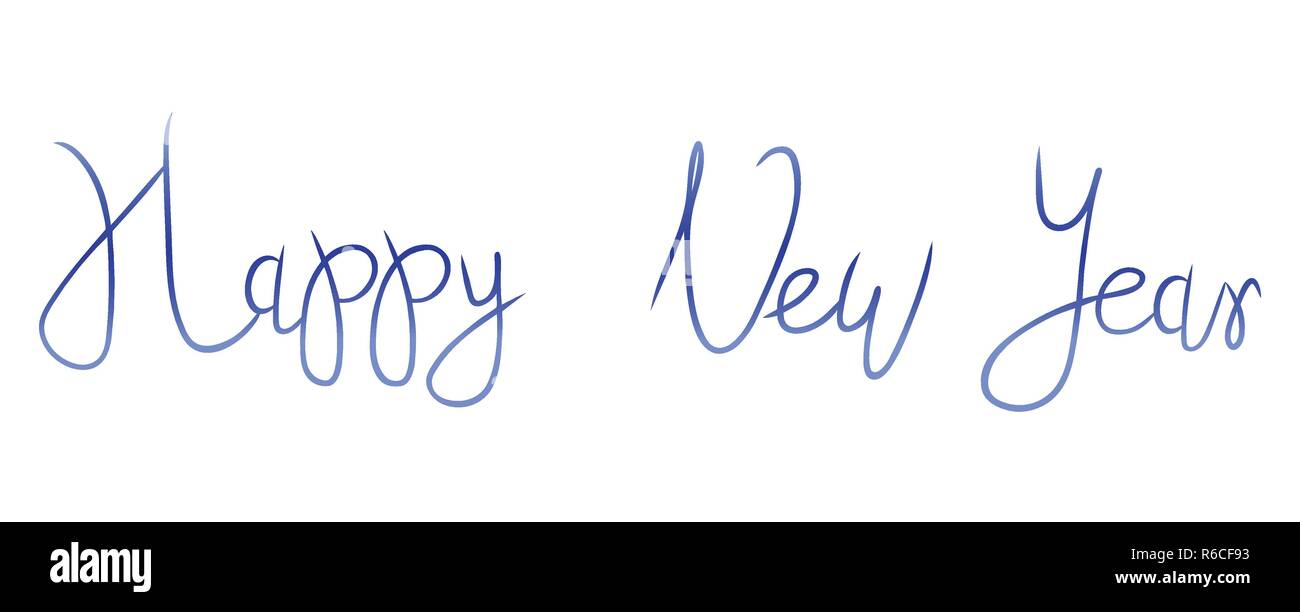 Luminose Felice Anno Nuovo pennello testo lettering Illustrazione Vettoriale