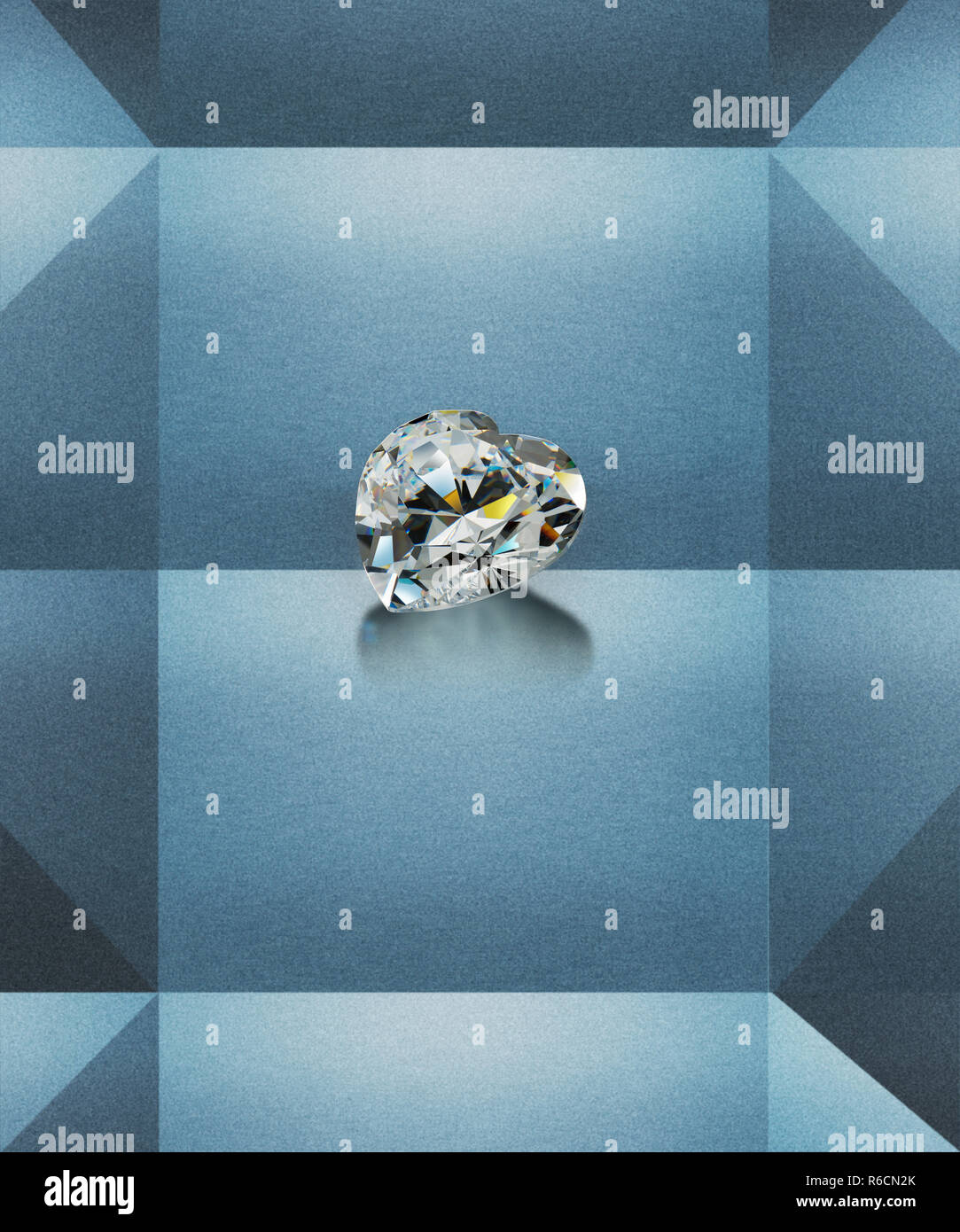 Immagine digitale del prezioso anello di diamante con un background geometrica Foto Stock