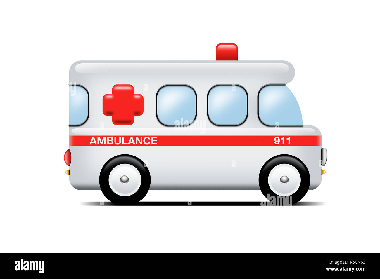 Bambini digitale dell'illustrazione di un'ambulanza, con uno sfondo bianco Foto Stock