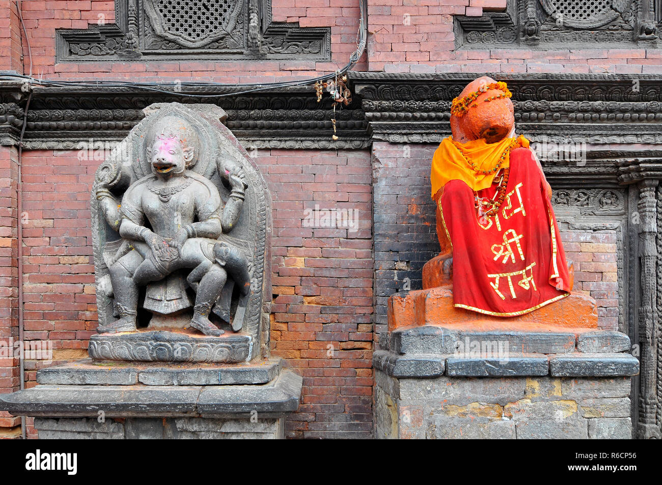 Il Nepal, Patan Hanuman Statua in Durbar Square Foto Stock