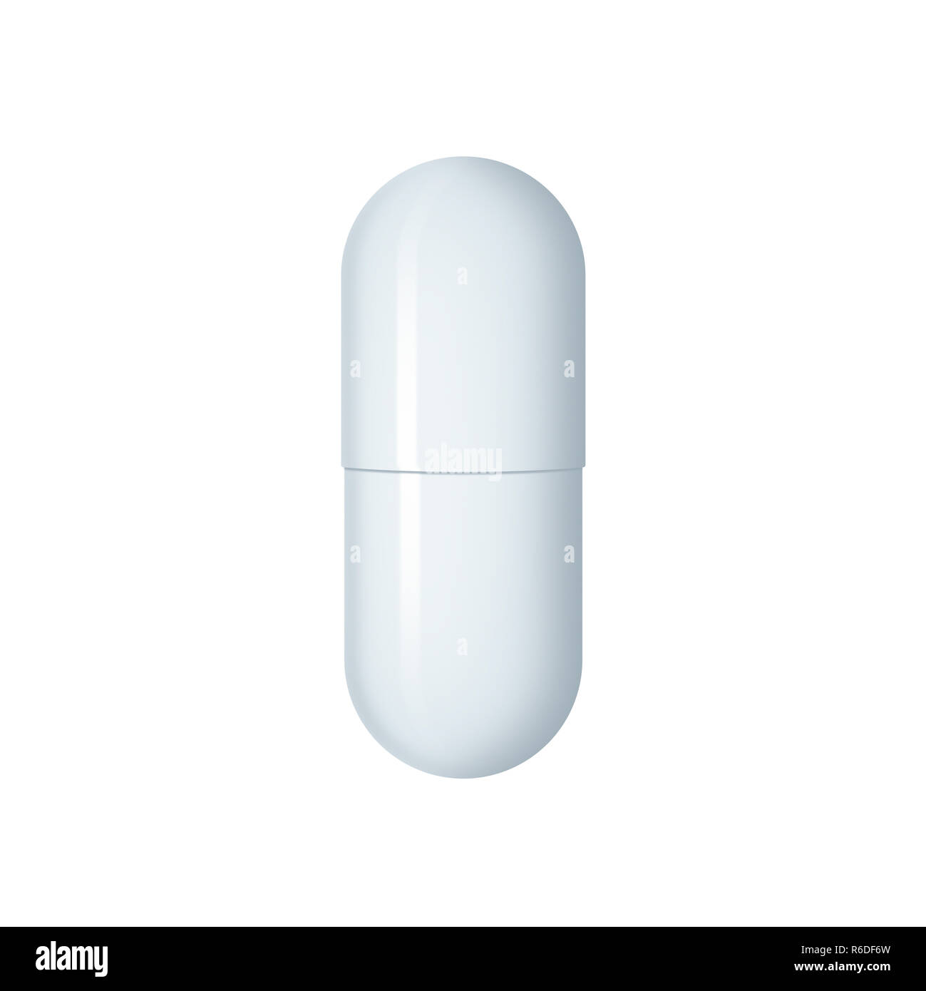 Chiudere l'immagine digitale di farmaco bianca capsula, sfondo bianco Foto Stock