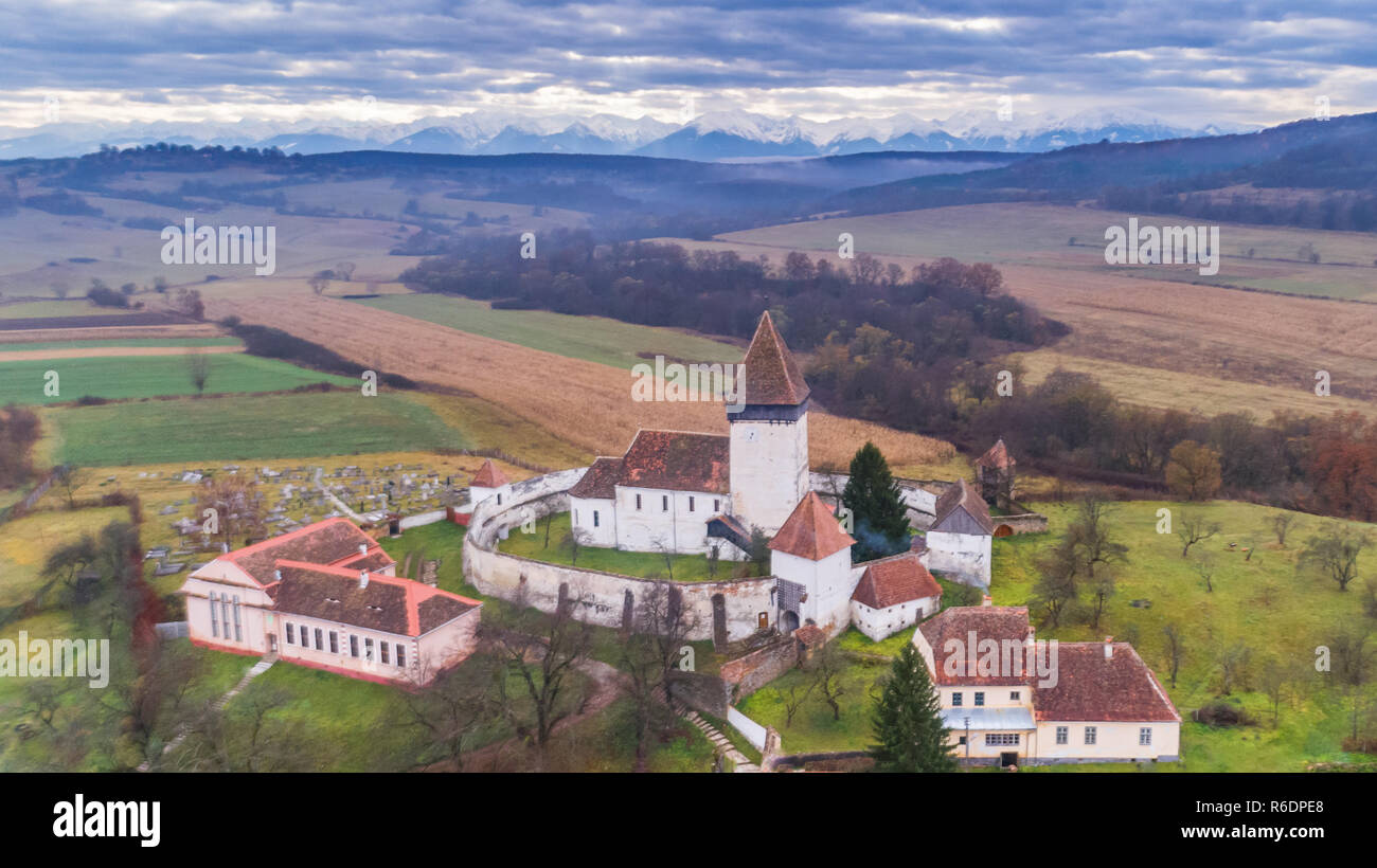 Hosman chiesa fortificata in Transilvania, Romania Foto Stock