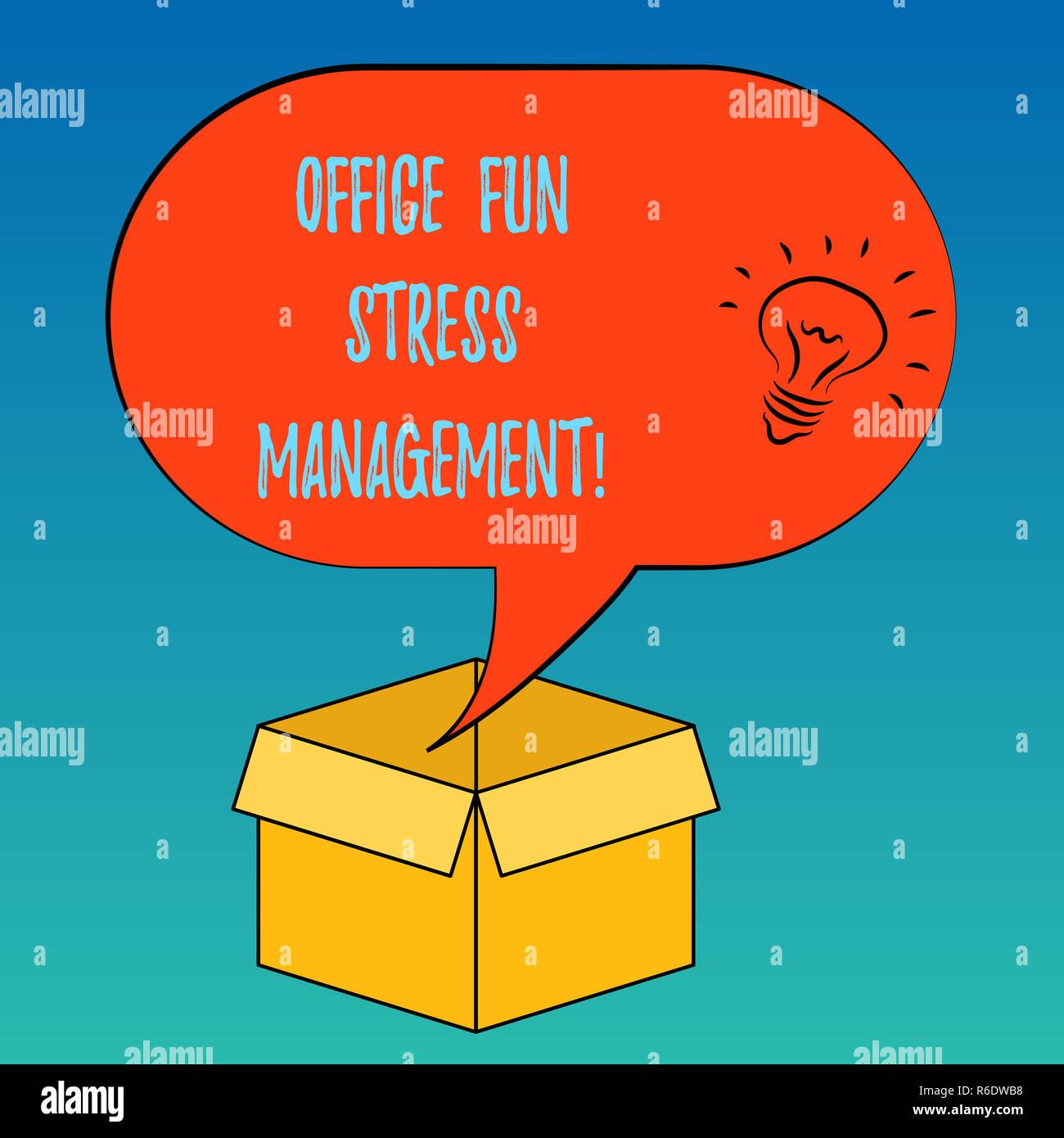 Testo della scrittura Office Svago Gestione dello stress. Concetto significato Relax Tempo libero al lavoro momenti di relax idea all'interno icona vuoto discorso di mezzitoni Bubb Foto Stock