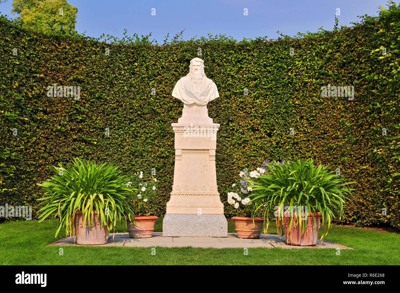 Leonardo de Vinci un monumento vicino da Chateau D'Amboise Francia Foto Stock