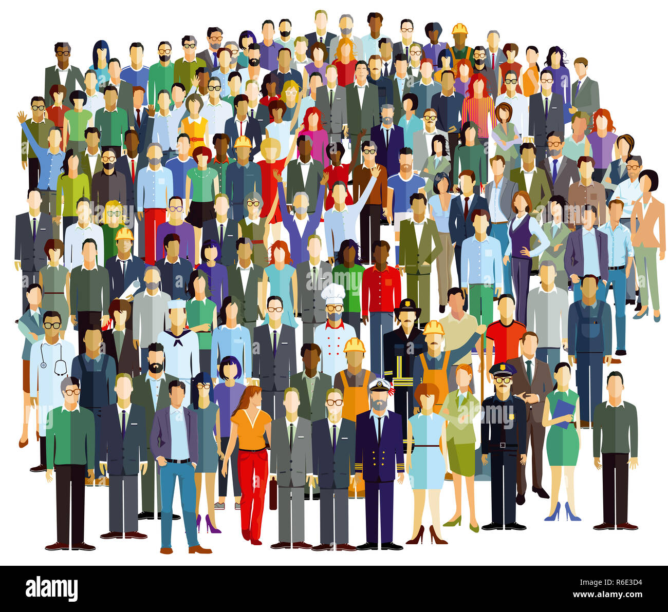 La folla e i gruppi di persone, illustrazione Foto Stock