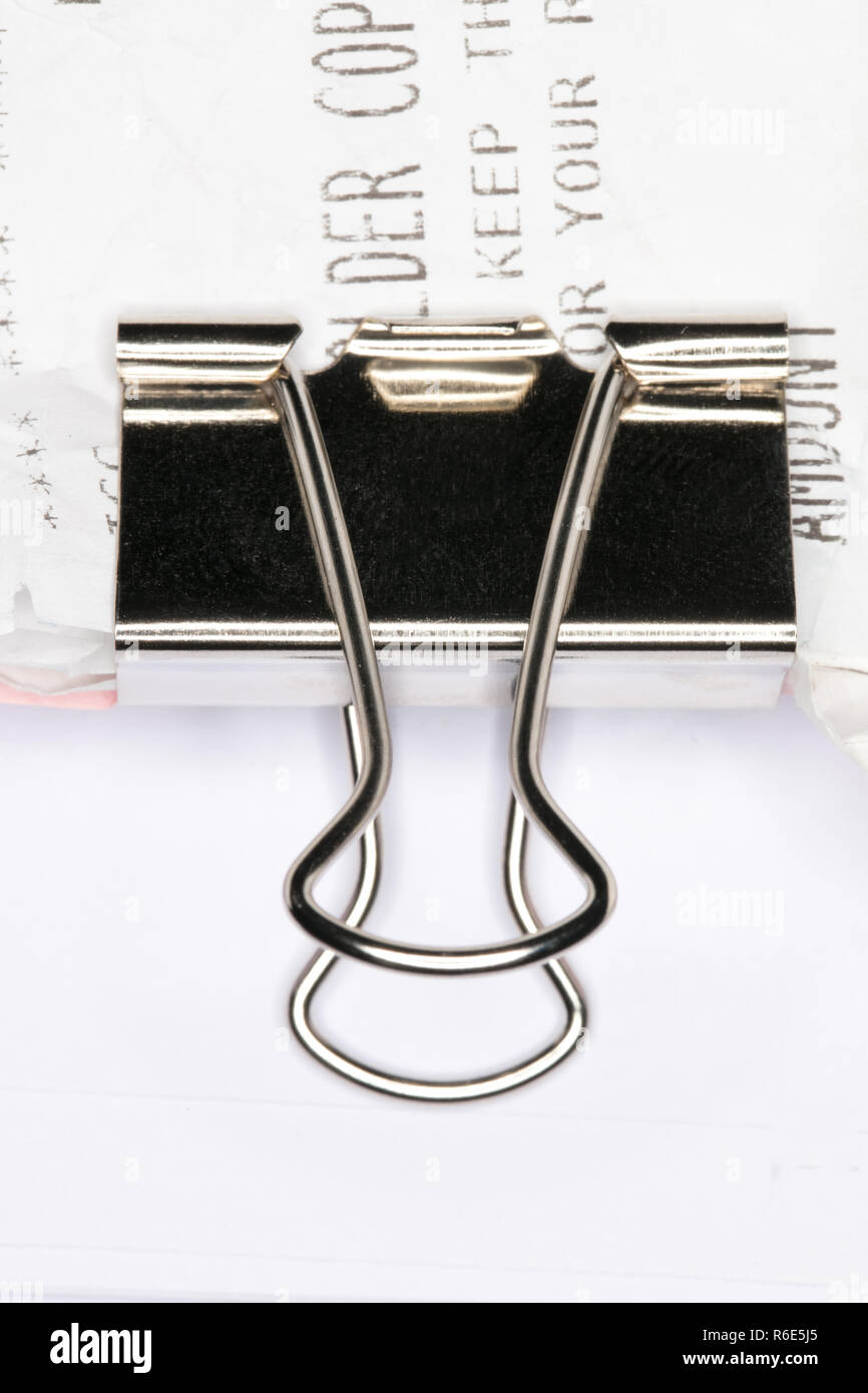 Clip legante sulla ricevuta Foto Stock