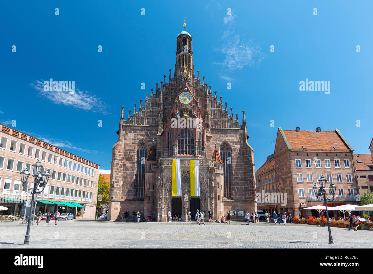 La Frauenkirche (Chiesa di Ladies) di Norimberga, Baviera, Germania Foto Stock