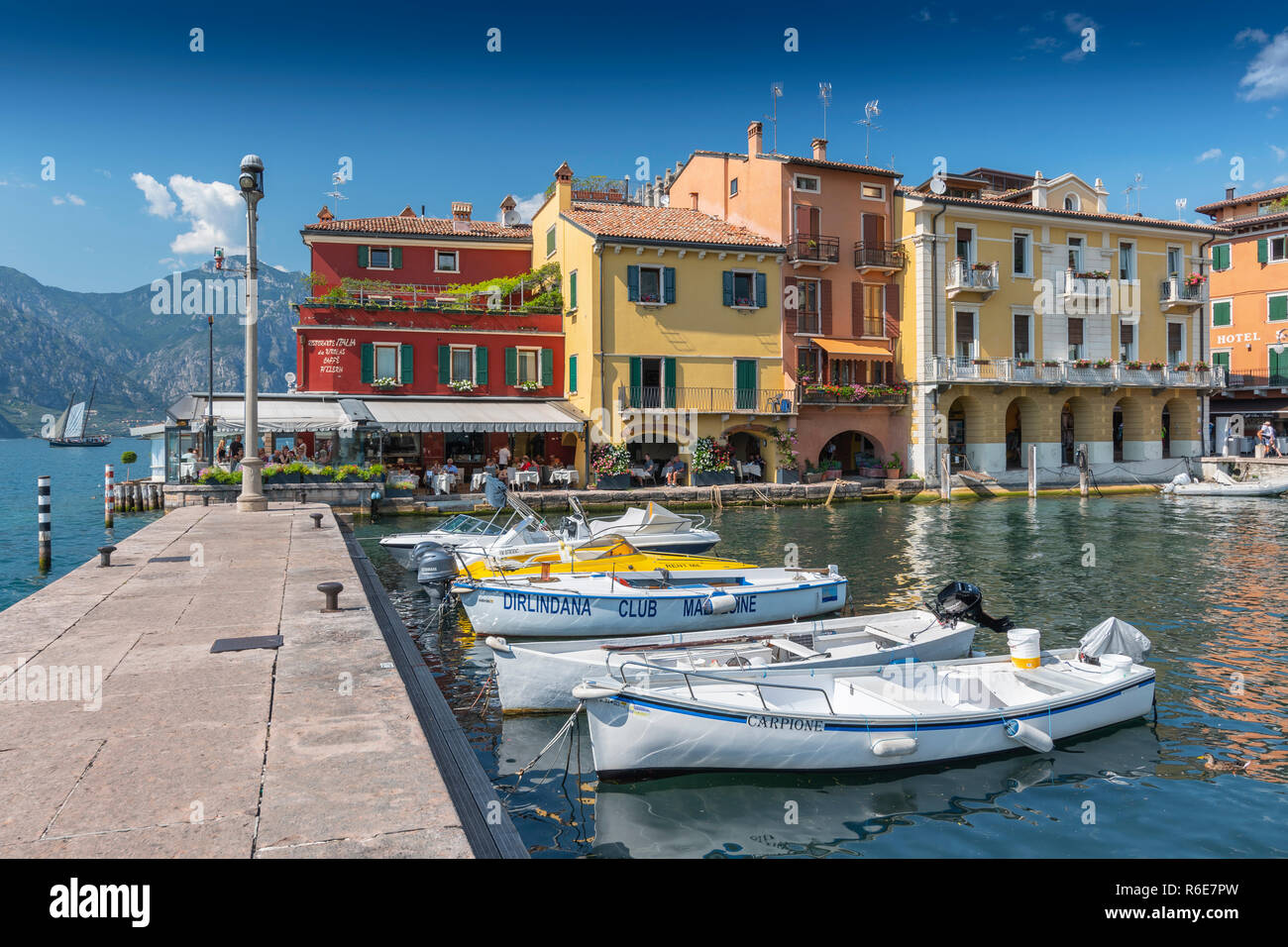 Porto di Malcesine sul Lago di Garda, Malcesine, gardasee, Italia Foto Stock