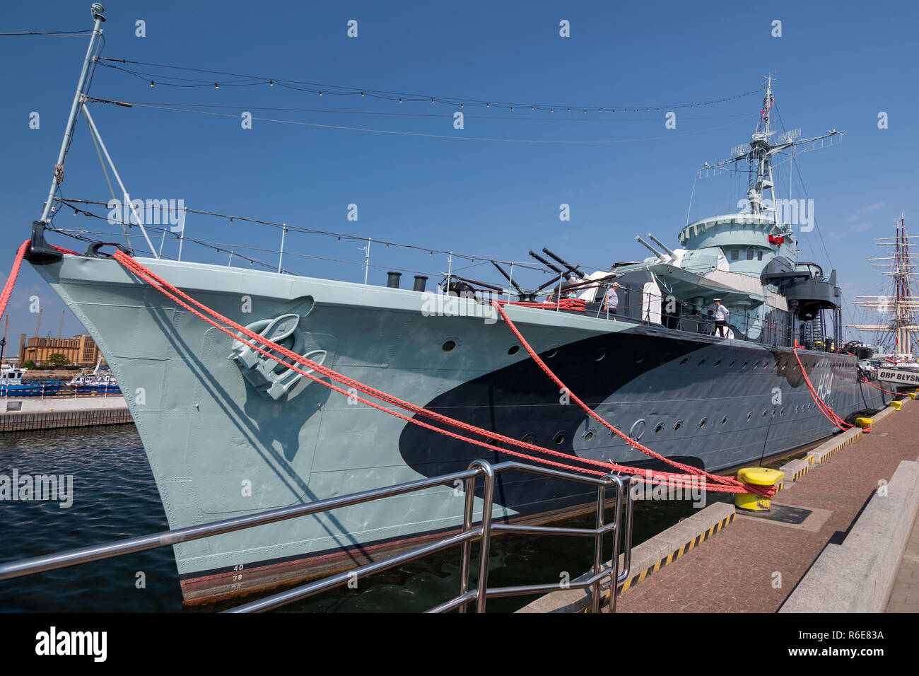 Museo della nave classe Grom cacciatorpediniere Orp Blyskawica (Thunderbolt) nel porto della città di Gdynia, Polonia Foto Stock