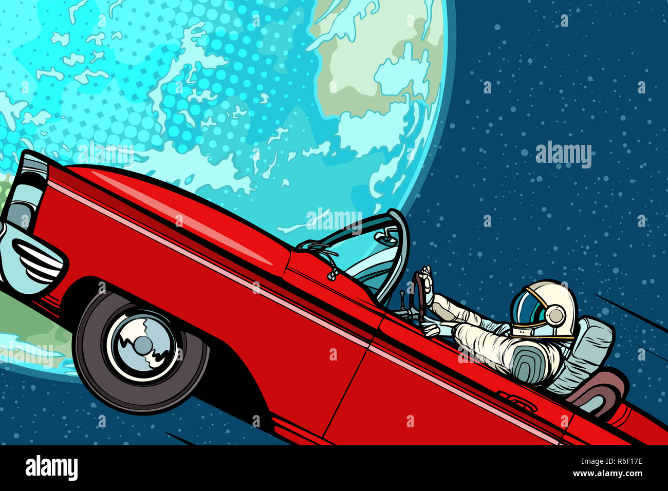 Astronauta in una vettura al di sopra del pianeta terra Foto Stock