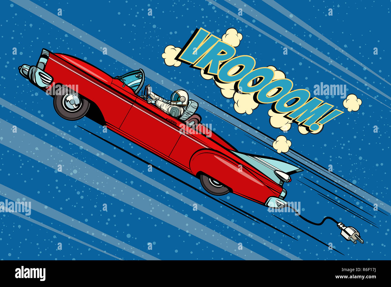 Astronauta seduto al volante di una vettura Foto Stock