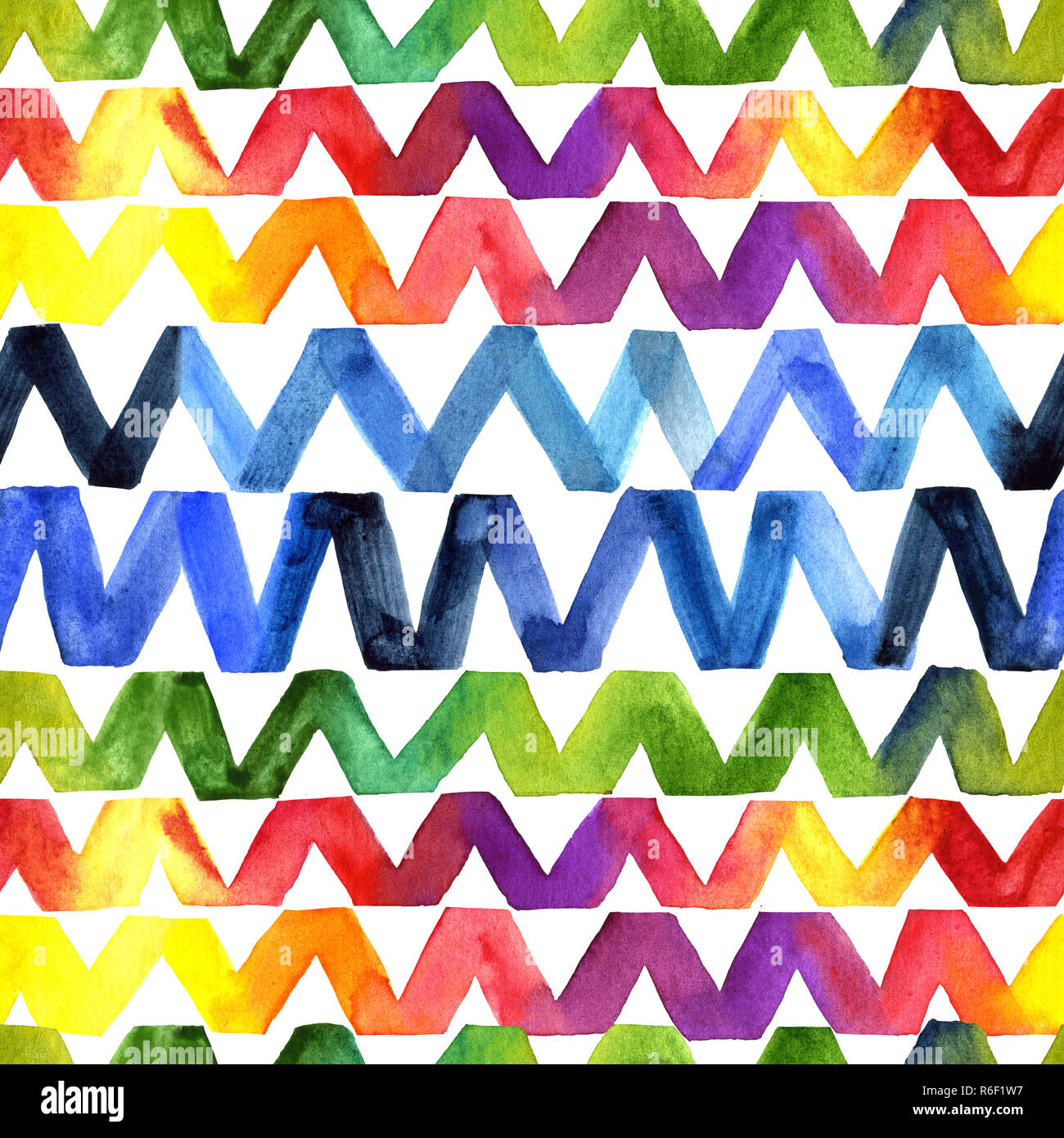 Acquerello rainbow seamless pattern. Motivo a zig-zag, a chevron Foto Stock