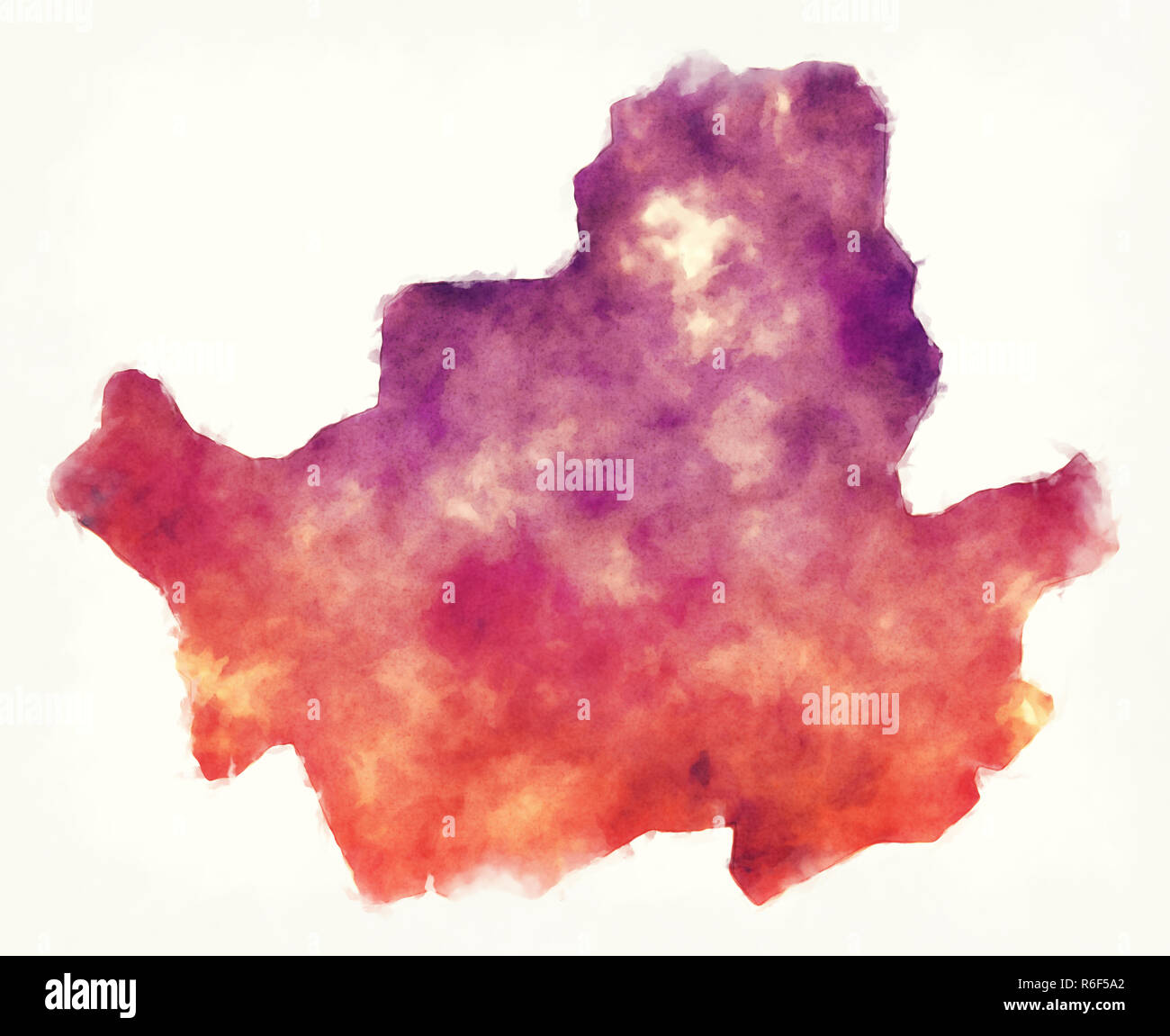 Seoul provincia Mappa acquerello della Corea del Sud di fronte a uno sfondo bianco Foto Stock