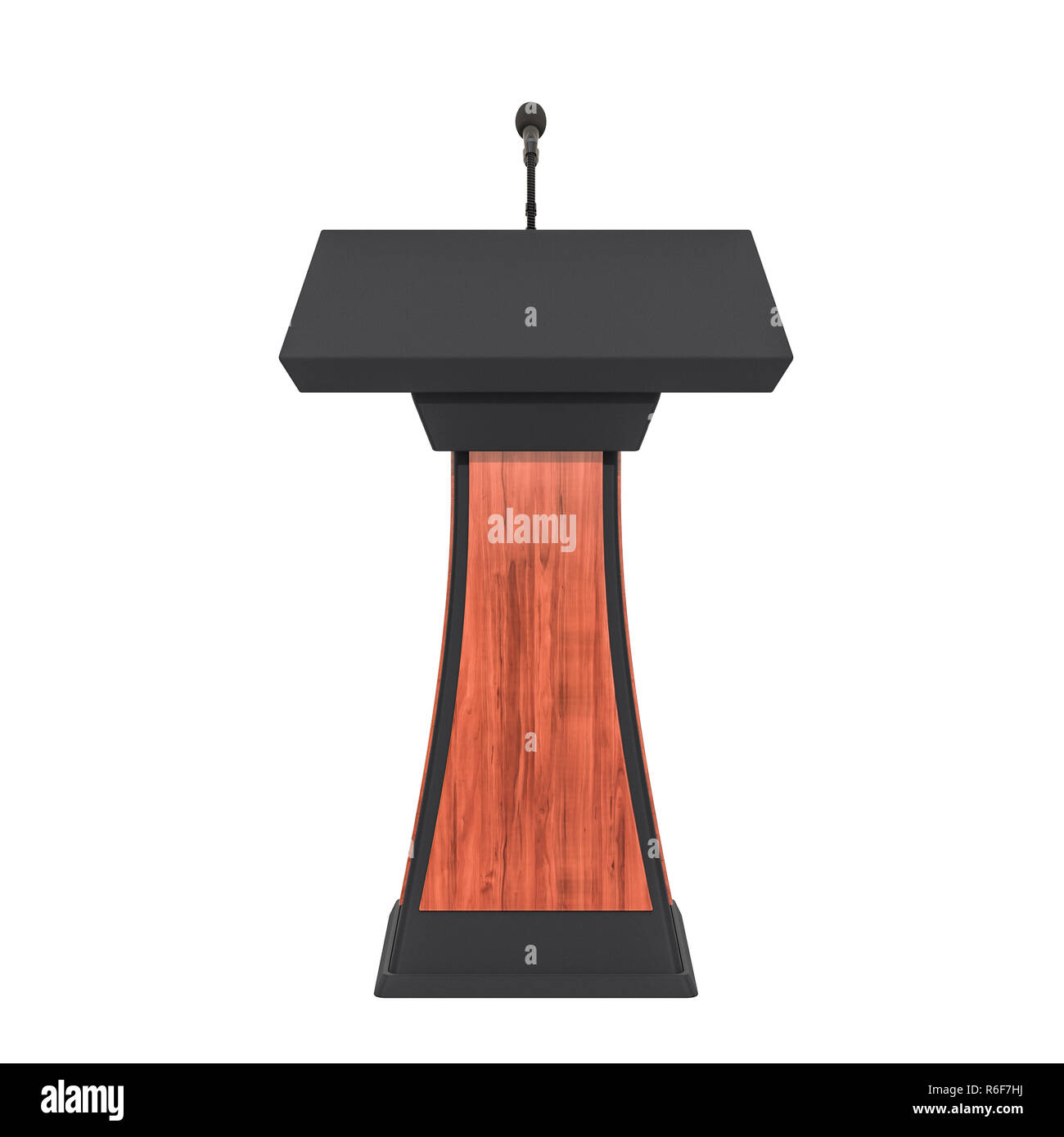 Tribuna di legno con microfono, 3D rendering isolati su sfondo bianco Foto Stock