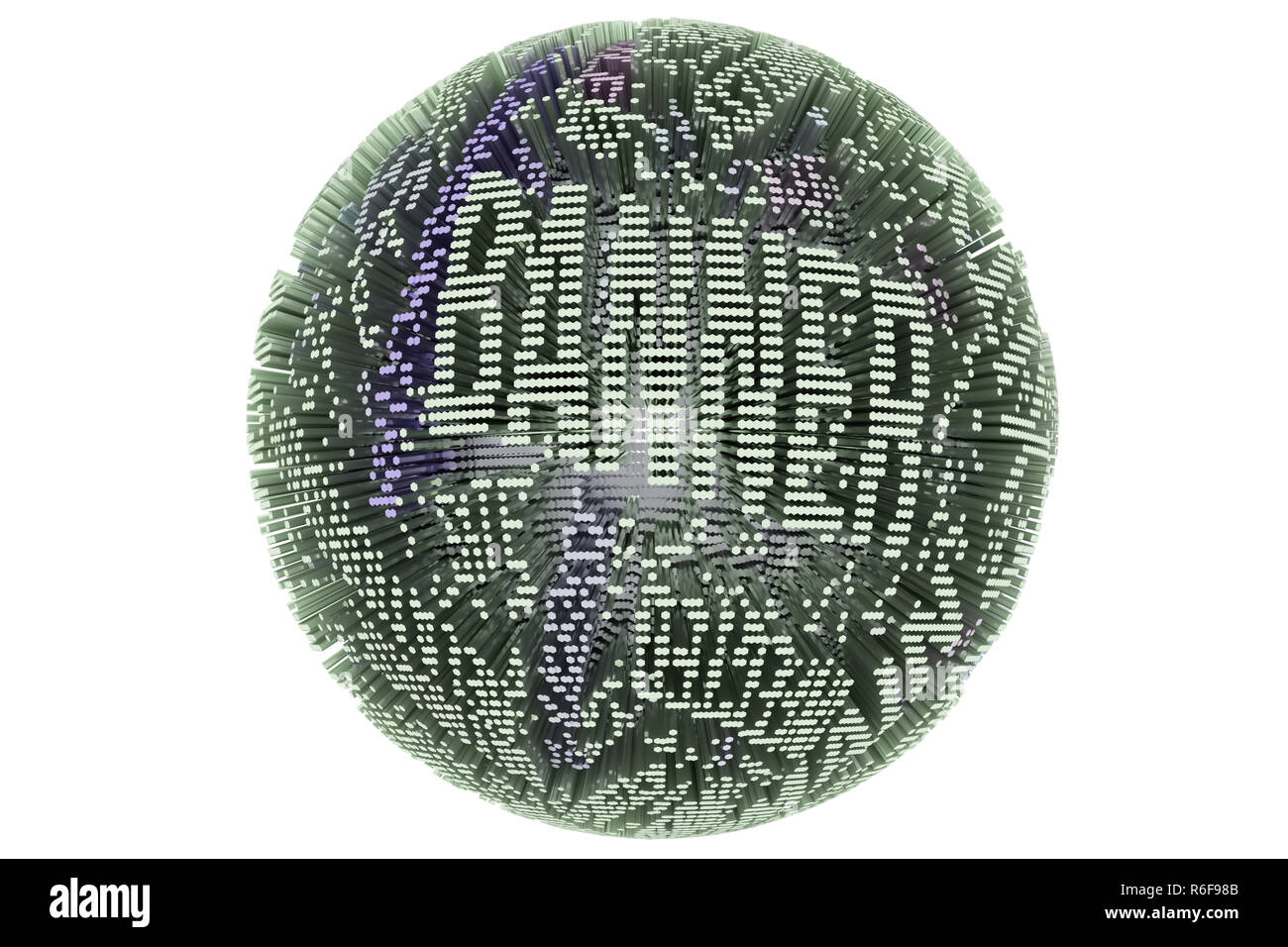 La parola chiave dell'intestazione. Colorato il rendering 3D. Sfera astratta o un pianeta struttura geometrica, business o finanziare, per pagina web e graphic design, texture, b Foto Stock
