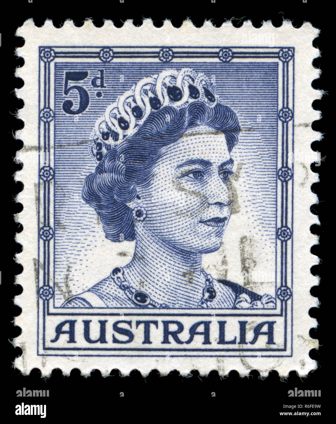 Francobollo da in Australia la Regina Elisabetta II serie emesse nel 1959 Foto Stock