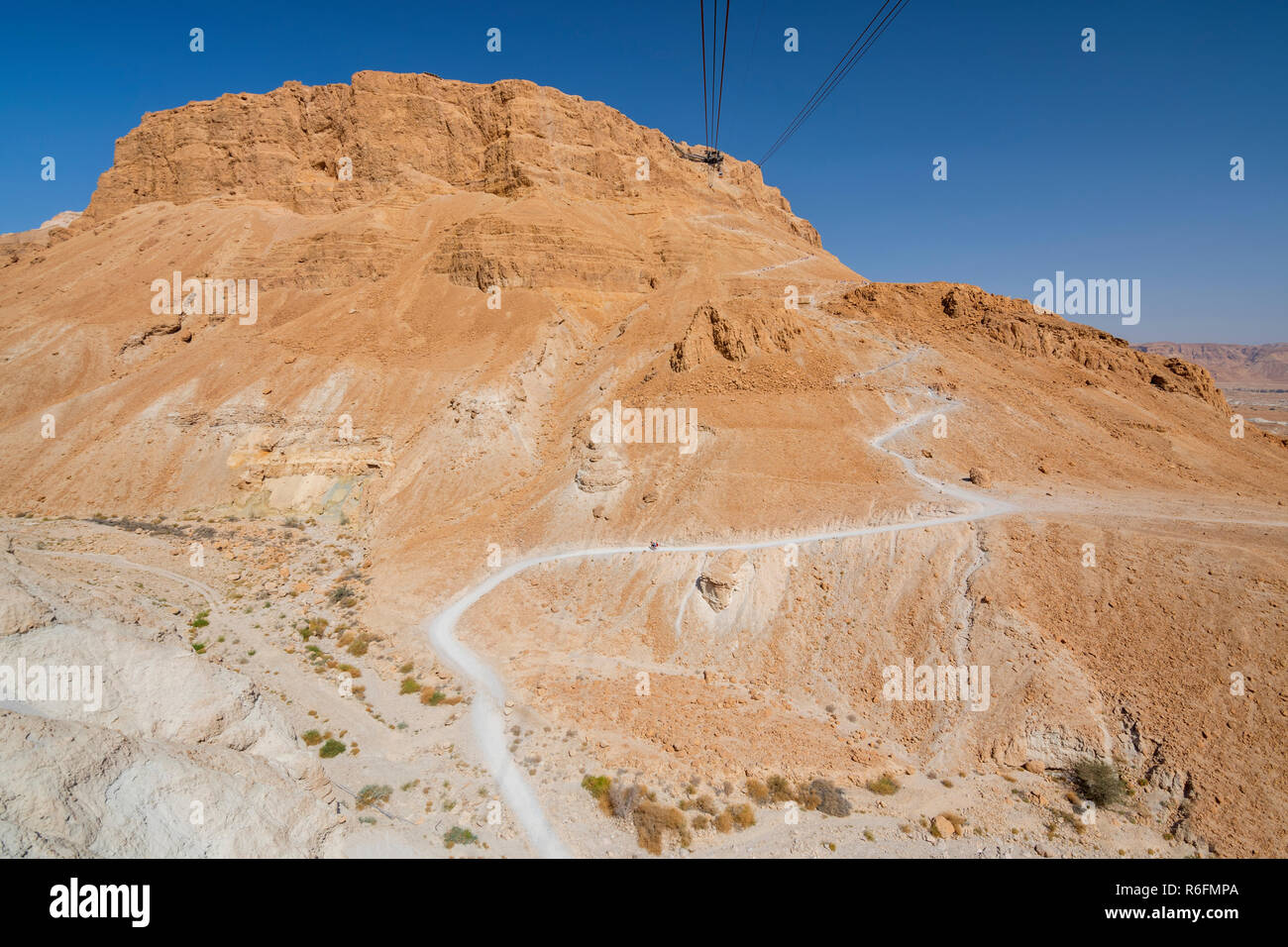 Funivia per la fortezza di Masada nel deserto Judaean in Israele Foto Stock