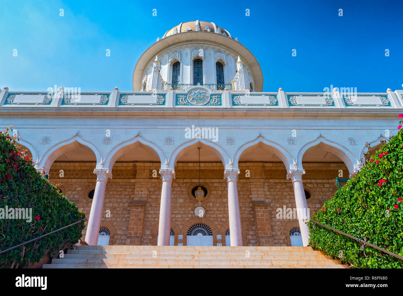 I Bahai Santuario è uno dei più famosi edifici e punti di Haifa, Israele Foto Stock