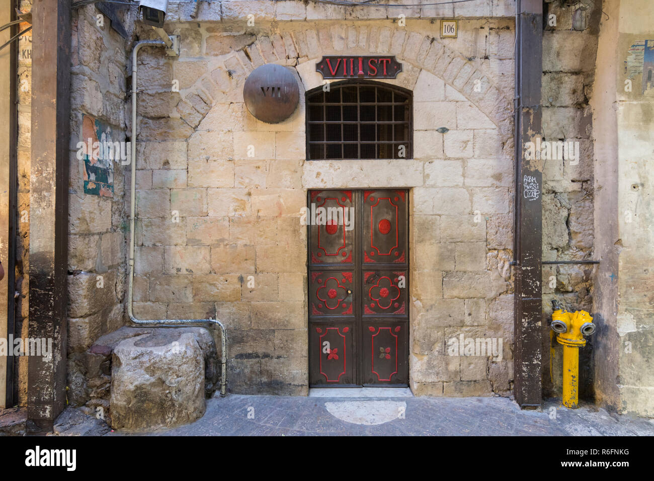 La stazione 7 di Via Dolorosa, nella Città Vecchia di Gerusalemme, Israele Foto Stock