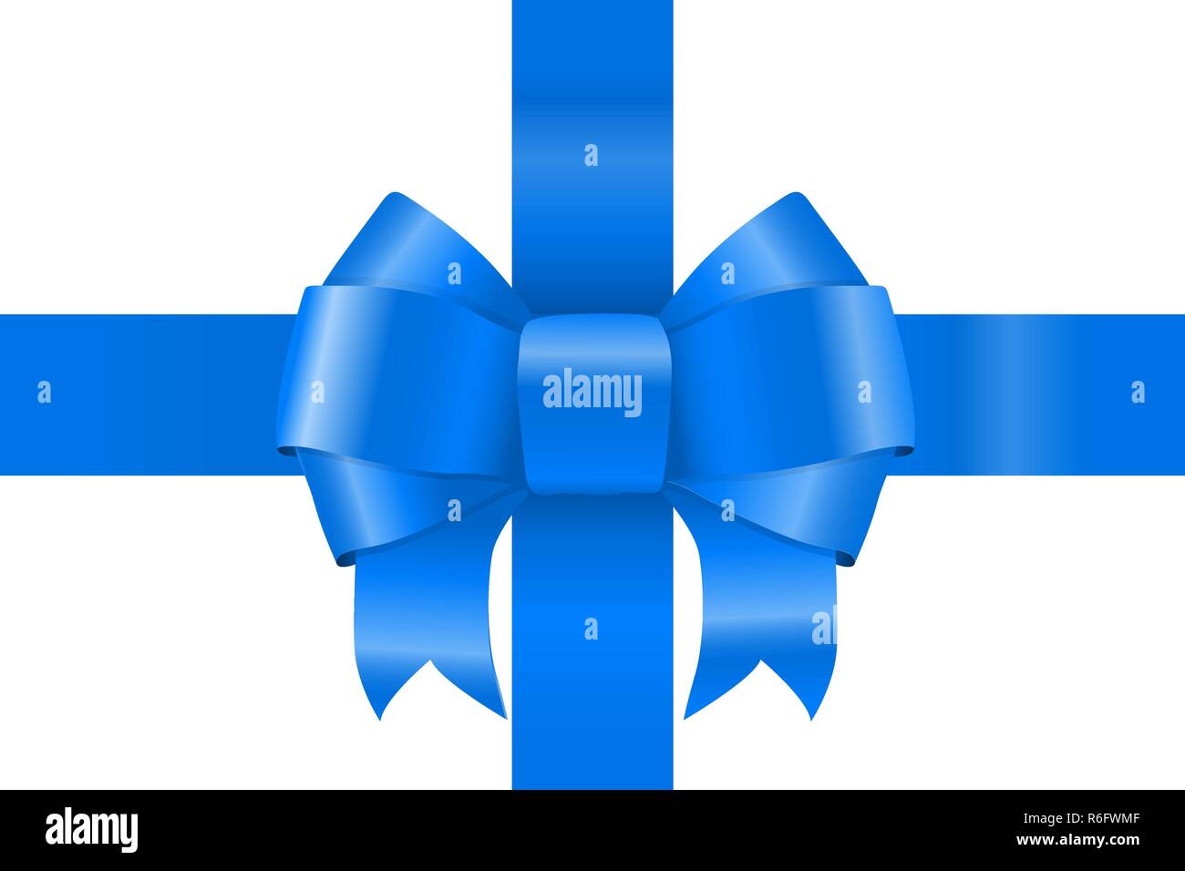 Blue Fiocco di cordoncino di seta. Shiny 3d decorazione di incarto Illustrazione Vettoriale