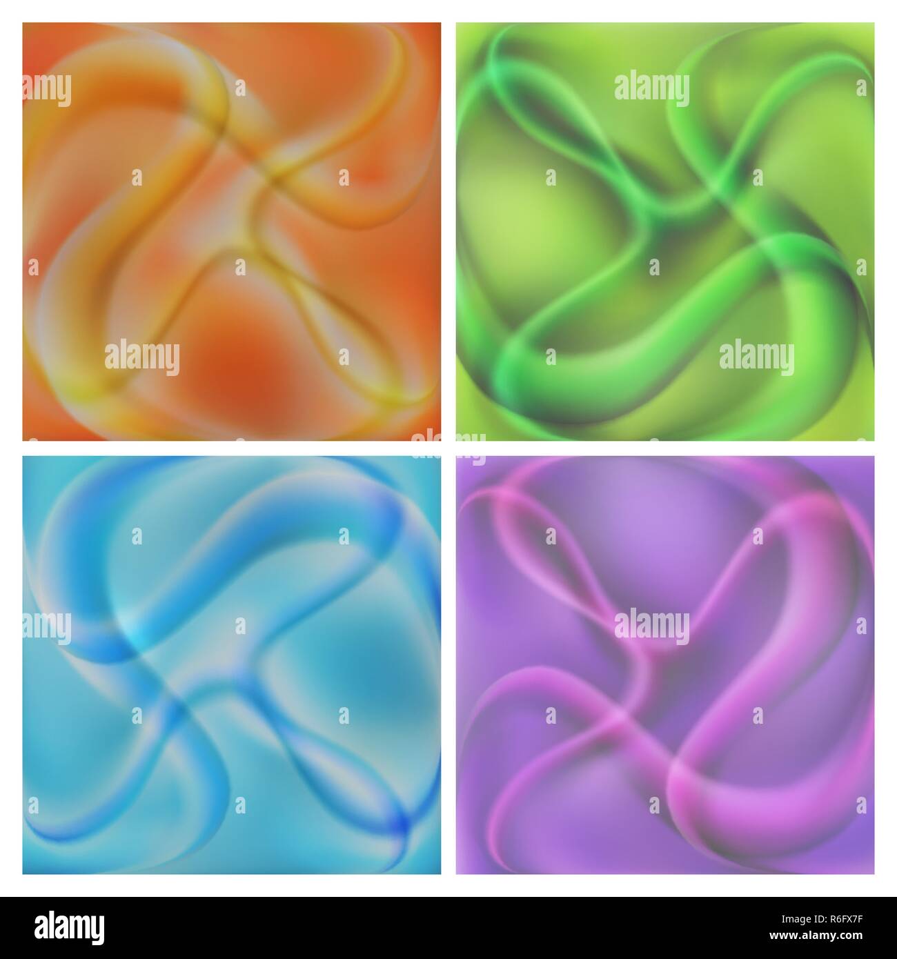 Set di astratta liscio colorato e sfocata linee curve sfondi. Illustrazione Vettoriale. Illustrazione Vettoriale