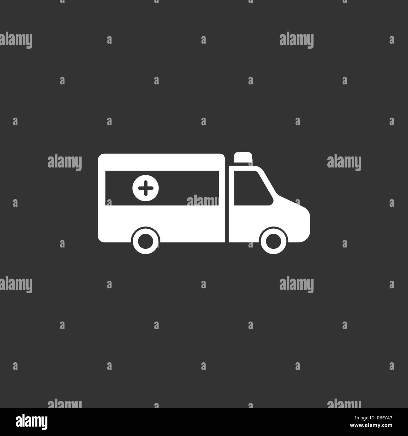 Icona di ambulanza su uno sfondo nero. Illustrazione Vettoriale Illustrazione Vettoriale