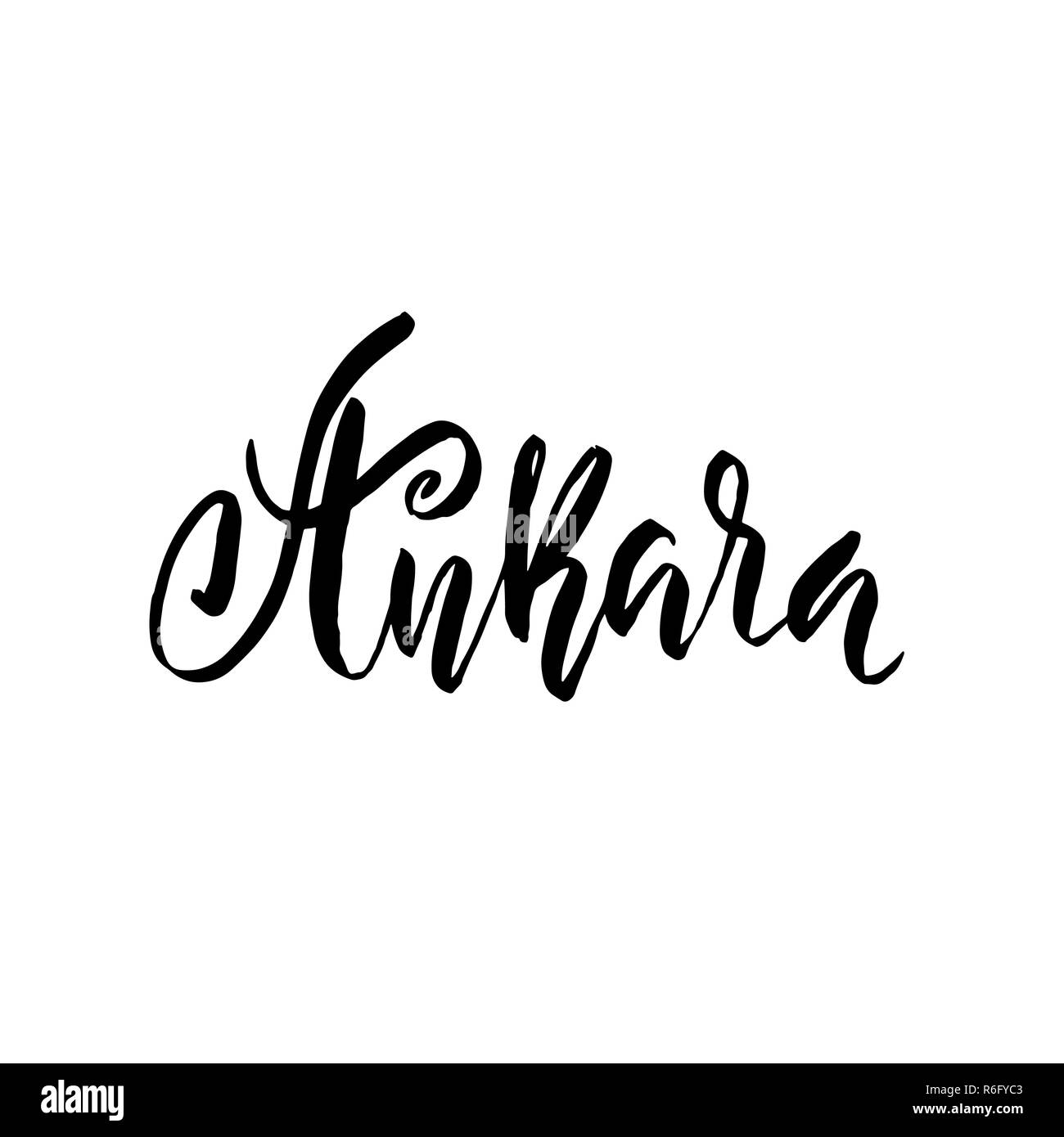 Ankara, Turchia. Tipografia pennello asciutto lettering design. Disegnato a mano poster di calligrafia. Illustrazione Vettoriale. Illustrazione Vettoriale